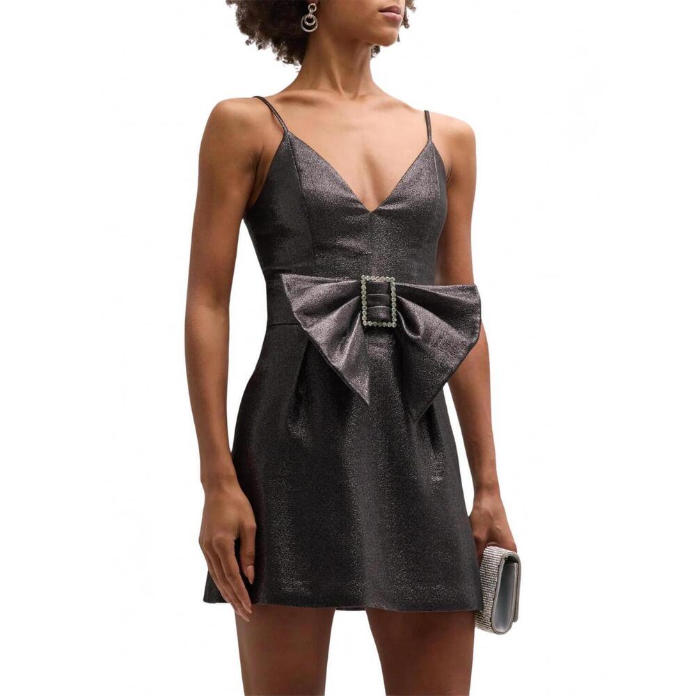 NEW RAMY BROOK ana metallic mini dress in black